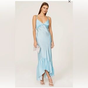 NWT size 2 lace-up back satin Cinq à Sept dress covered in sweet polka dots.